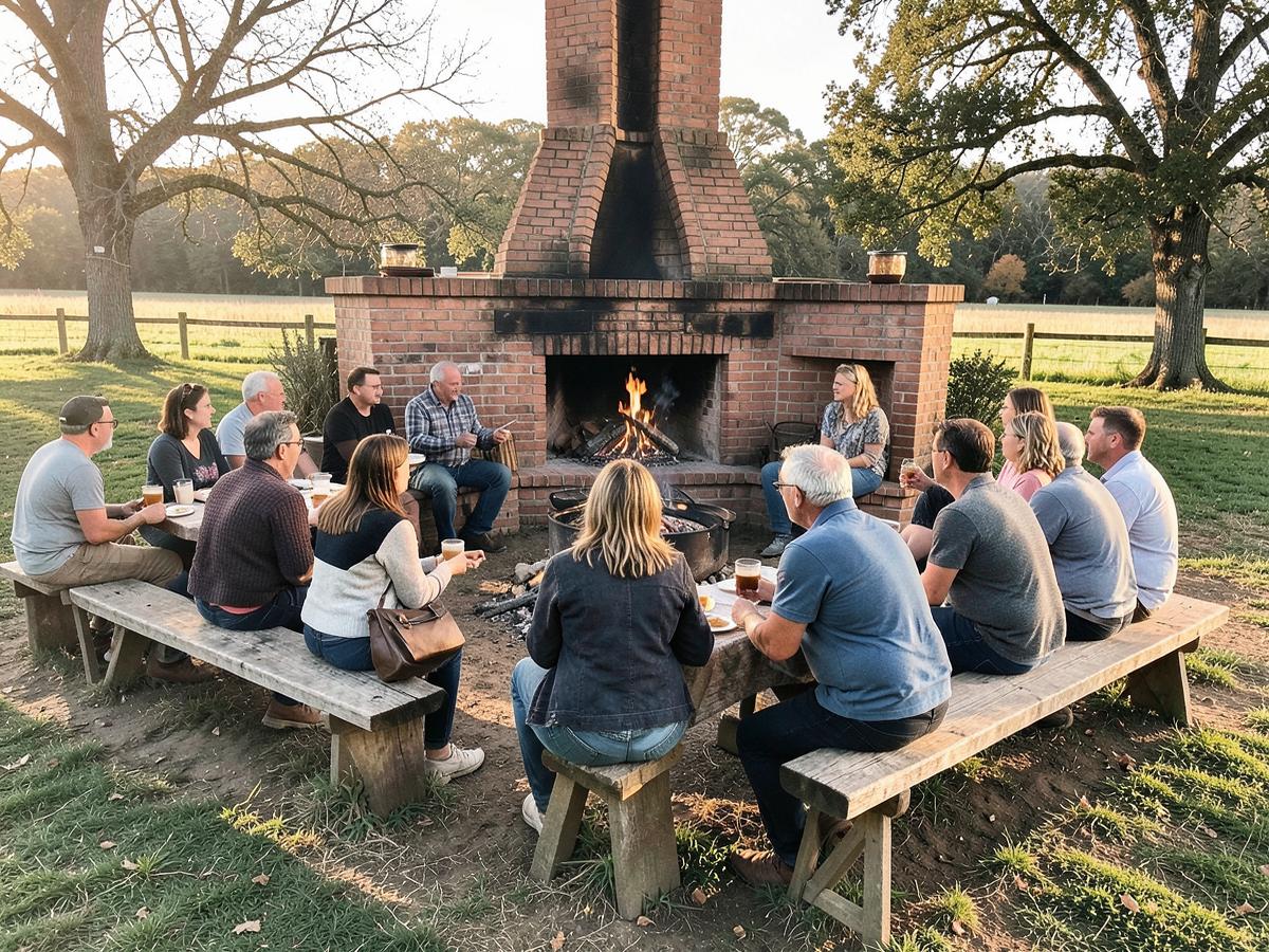 Outdoor braai area with guests